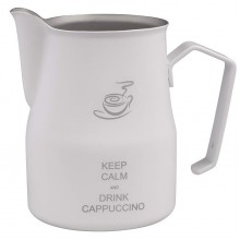 Професійний пітчер (молочник) Motta Europa Keep calm 750 мл Білий тефлон