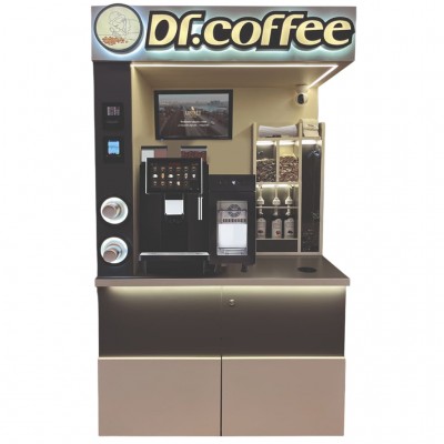 Кавова тумба для кавоварки Dr.Coffee Coffee Zone (Ш*Г 120*65) + холодильник